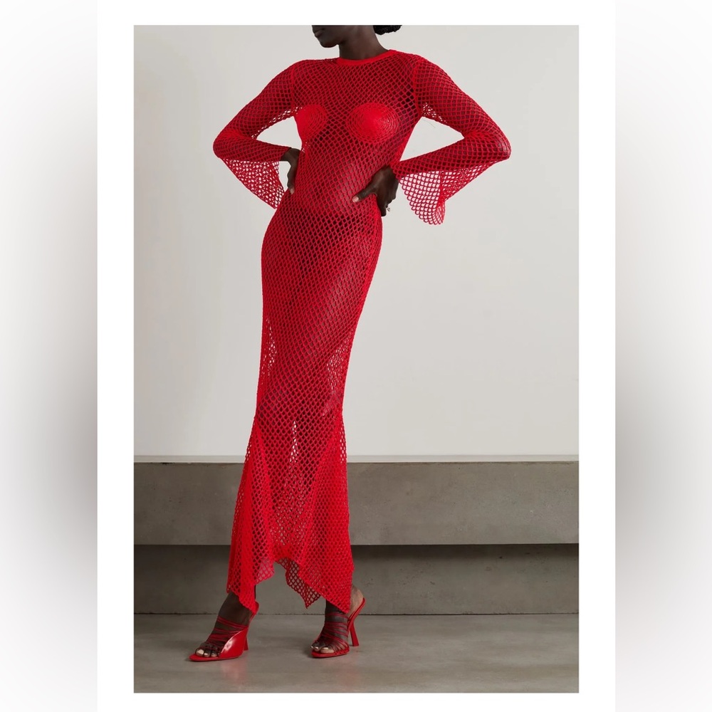 Salvatore Ferragamo Vibrant Red Mesh Design NWT size Large